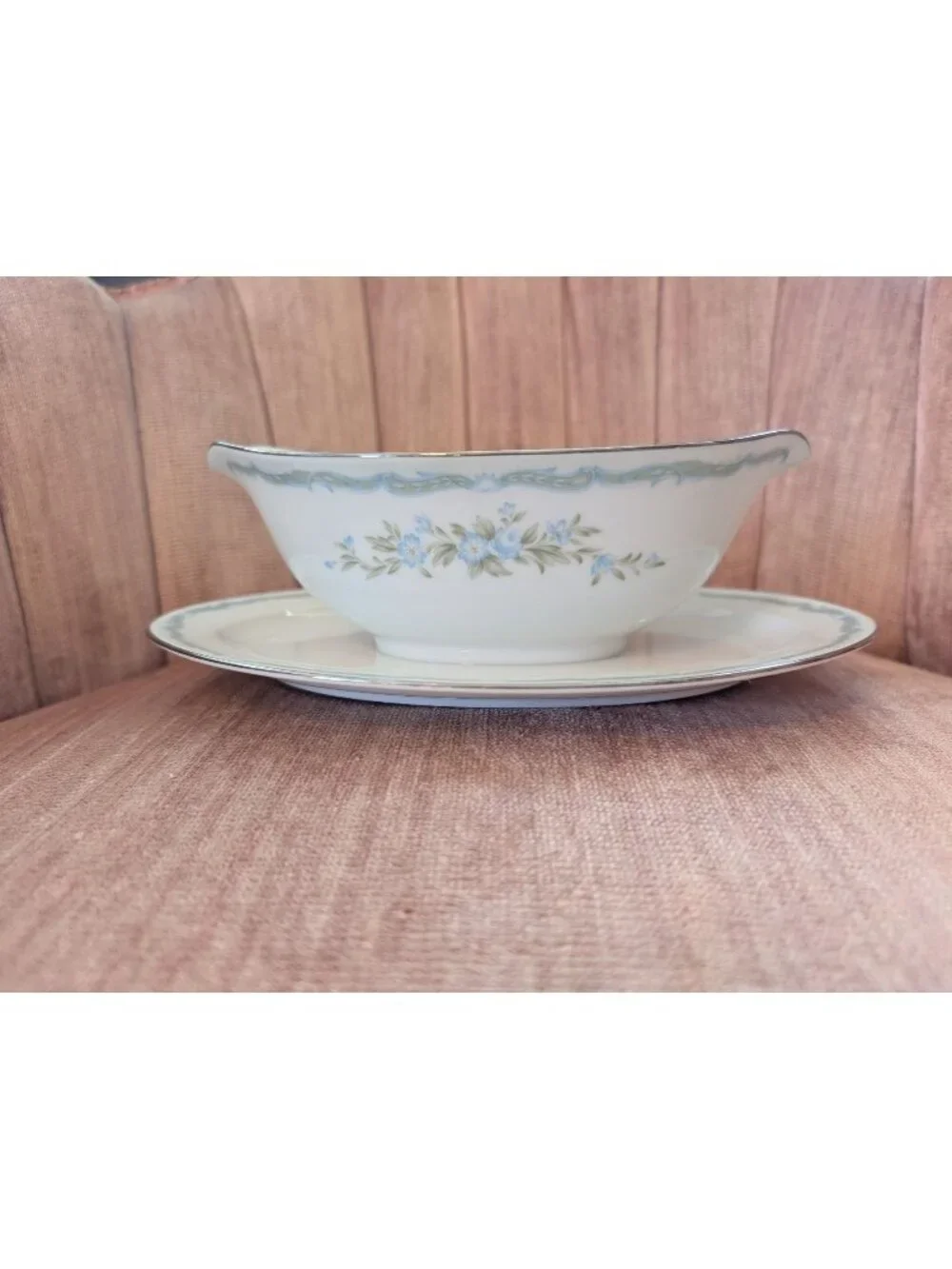 Four Crown China Gravy Boat with Attached Underplate Lexington Pattern #360 MCM